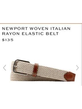 Martin Dingman Sz 38 Newport Woven Italian Rayon Elastic Belt 1 3/8" Wide Sand